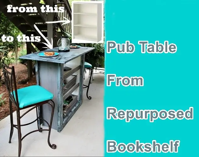 Pub Table From Repurposed Bookshelf