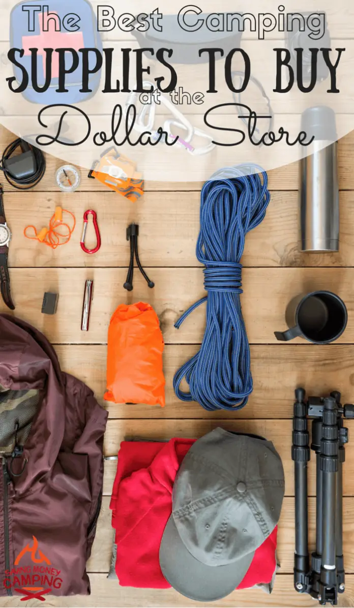 Collection of Dollar Store Frugal Camping Supplies