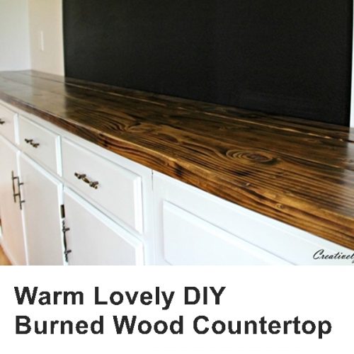 Warm Lovely DIY Burned Wood Countertop 