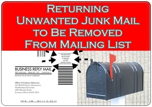 Return Unwanted Junk Mail to Be Removed From Mailing List