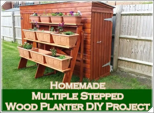 Homemade Multiple Stepped Wood Planter DIY Project