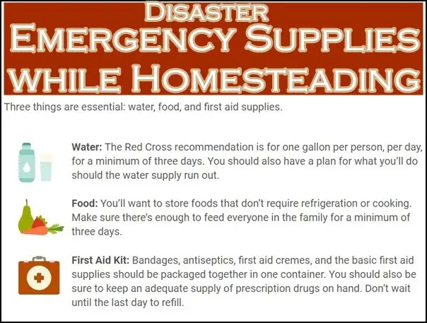 Disaster Emergency Supplies while Homesteading