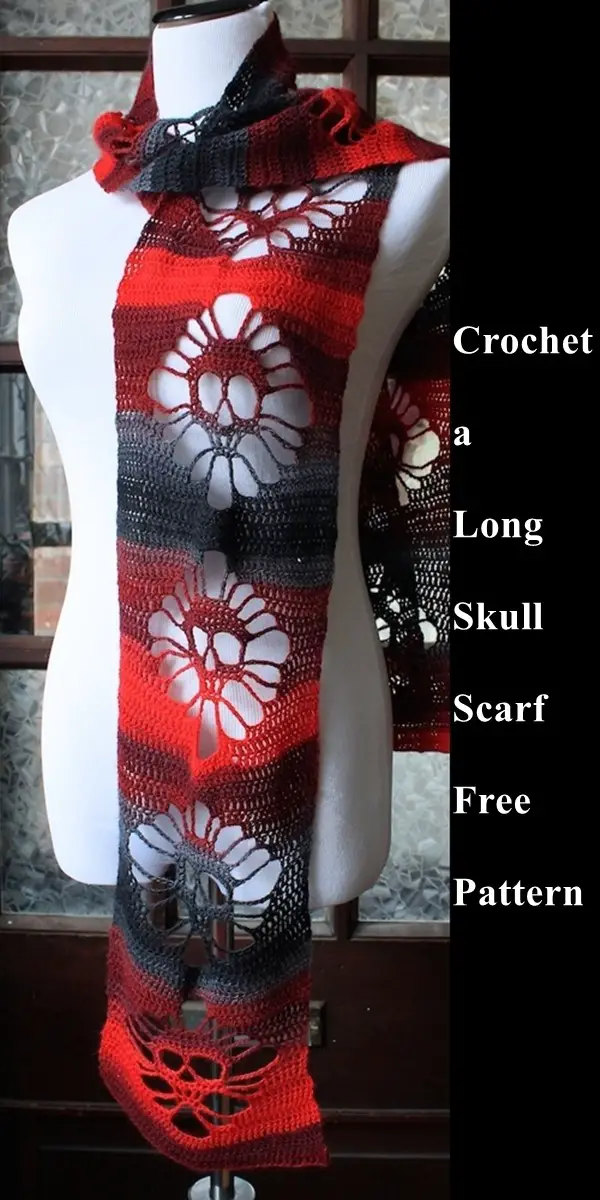 Crochet a Long Skull Scarf Free Pattern