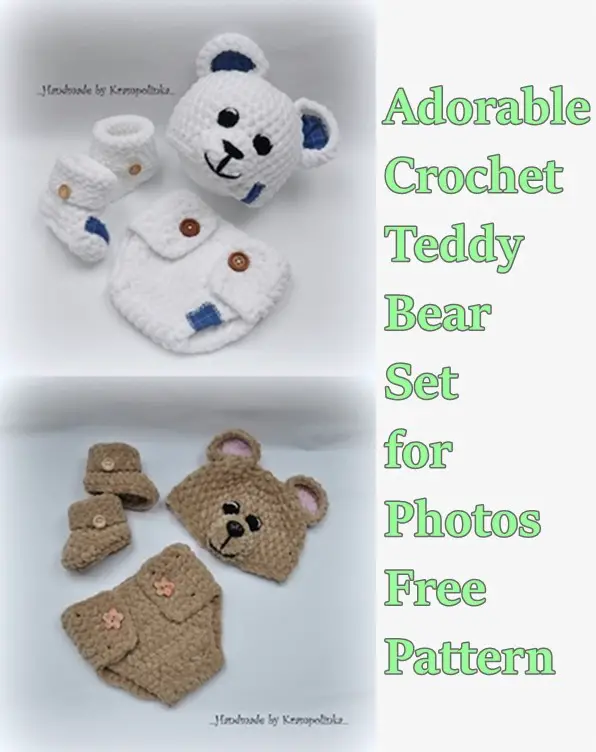 Adorable Crochet Teddy Bear Set for Photos Free Pattern