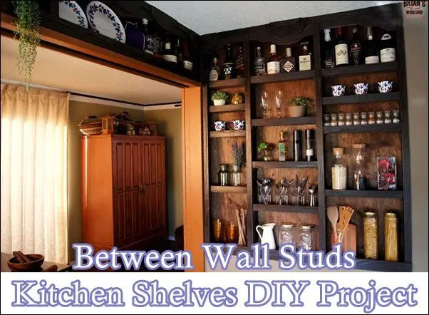 Between Wall Studs Kitchen Shelves DIY Project homesteading 
