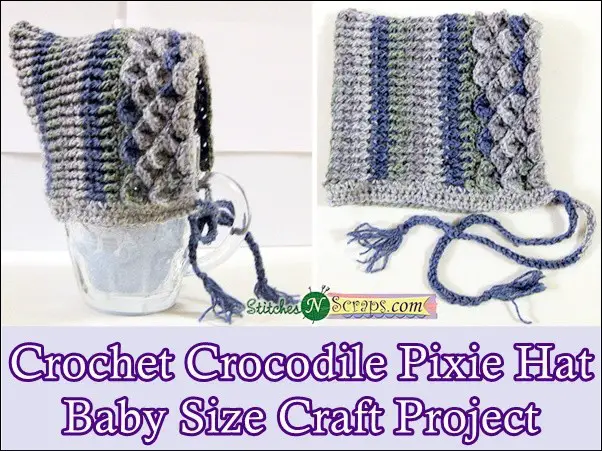 Crochet Crocodile Pixie Hat Baby Size Craft Project Homesteading