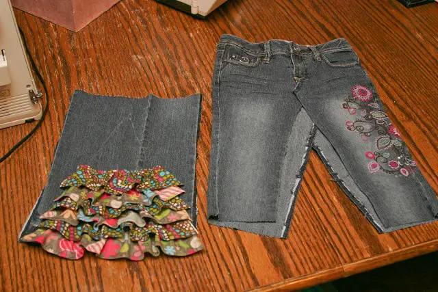 Refashion Blue Jeans into Colorful Skirt Sewing Project
