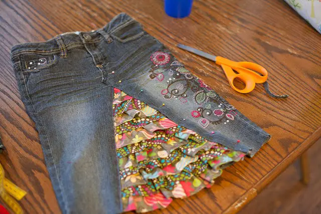 Refashion Blue Jeans into Colorful Skirt Sewing Project