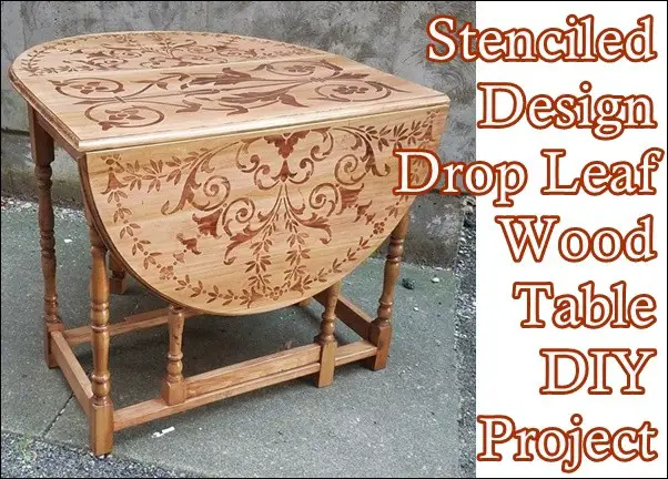 Stenciled Design Drop Leaf Wood Table DIY Project