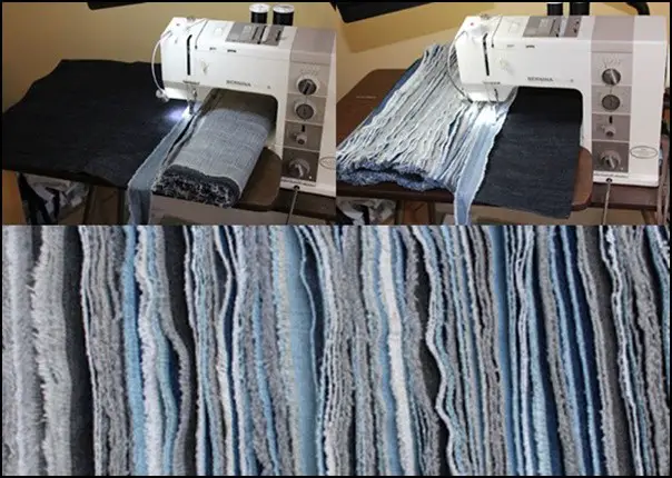 Homemade Blue Jean Denim Rag Rug Craft Project