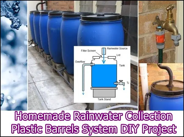 Homemade Rainwater Collection Plastic Barrels System DIY Project