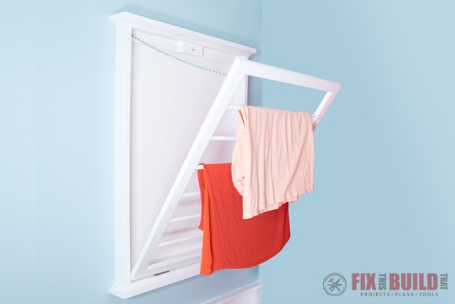 Fold Down Laundry Room Drying Wood Rack DIY Project - The Homestead Survival