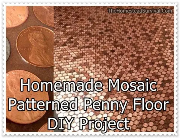 Homemade Mosaic Patterned Penny Floor Diy Project The Homestead