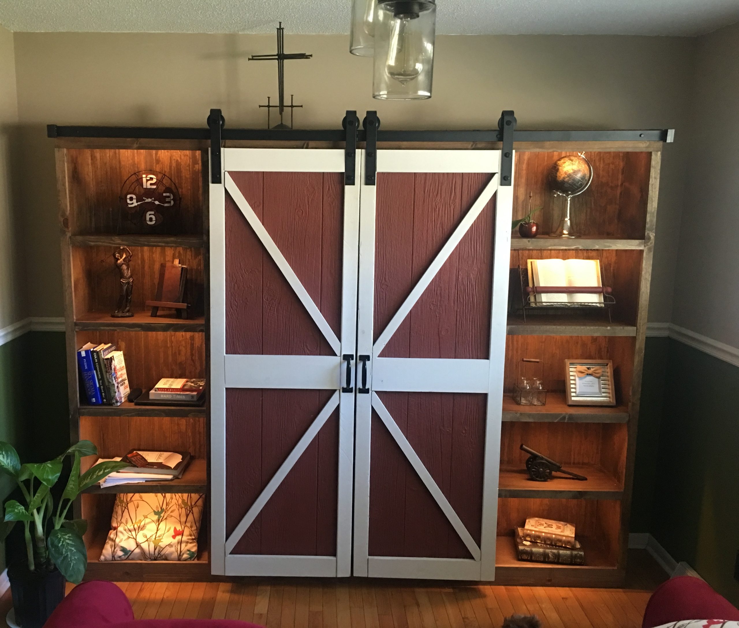Homemade TV Cabinet Sliding Wood Barn Doors DIY Project