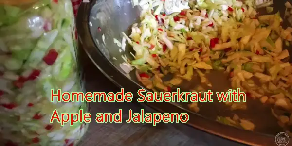 Homemade Sauerkraut with Apple and Jalapeno