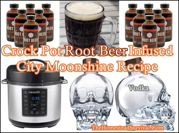 Crock Pot Root Beer Infused City Moonshine Recipe - Homesteading - The Homestead Survival - Vodka - Frugal