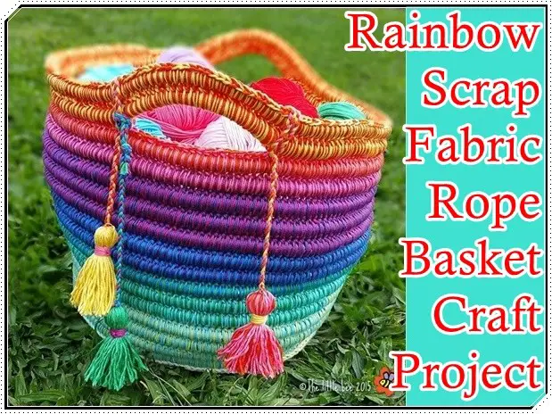 Rainbow Scrap Fabric Rope Basket Craft Project - The Homestead Survival