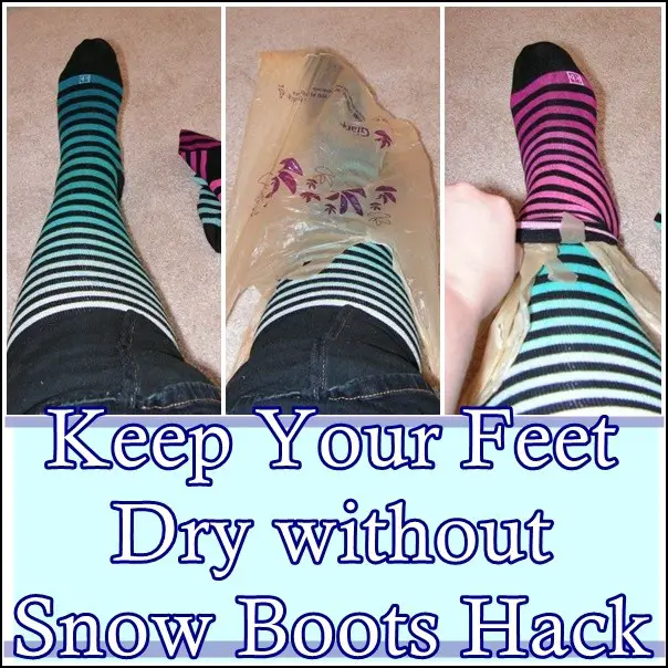 Keep Your Feet Dry without Snow Boots Hack - The Homestead Survival - Winter Snow - Boots - Shoes - Frugal