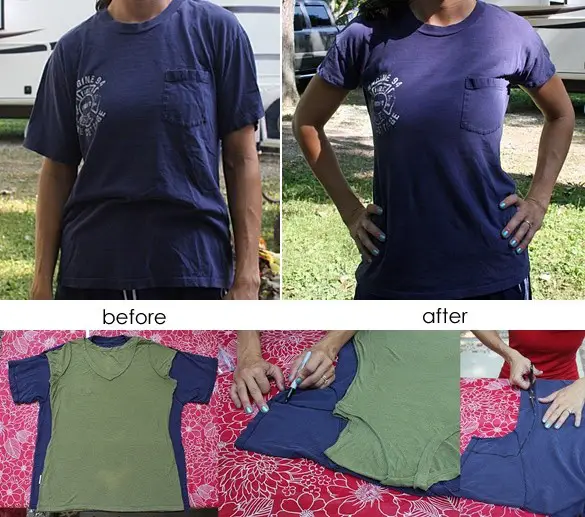 Turn Oversized Shirt To Shapely Fitted Tee Frugal Project - The Homestead Survival - Sewing - Frugal Homesteading