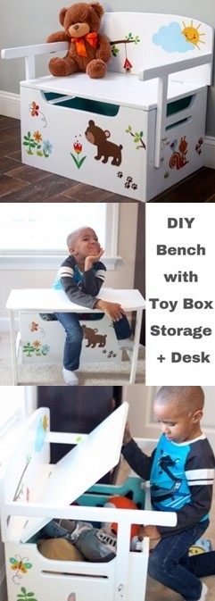 DIY Child Multipurpose Toy Box Desk and Bench