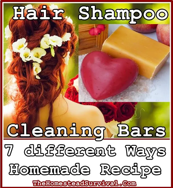 Hair Shampoo Cleaning Bars 7 different Ways Homemade Recipe - The Homestead Survival - Natural Beauty Recipes - Frugal - Old Fashioned 
