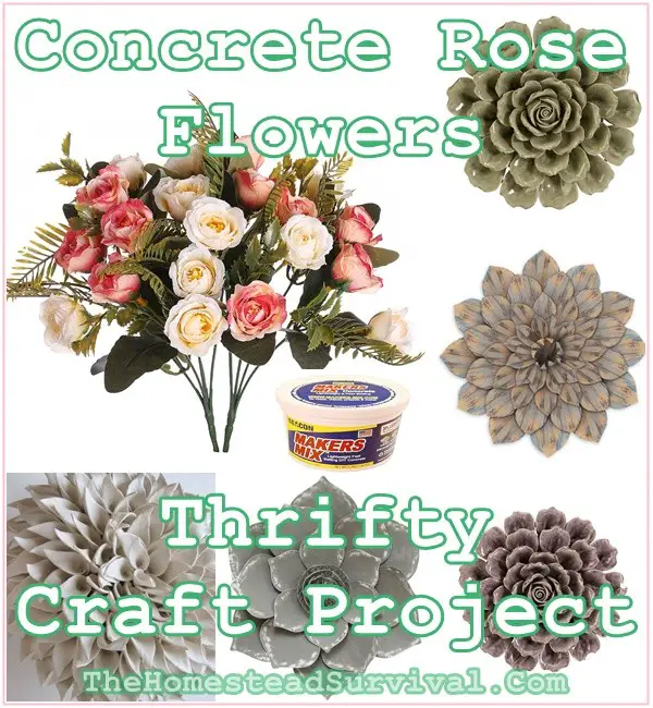 Concrete Rose Flowers Thrifty Craft Project - Stone - Homesteading - Garden Decor - Frugal