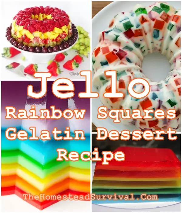 Jello Rainbow Squares Gelatin Dessert Recipe - Homesteading - Cooking