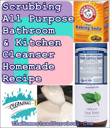 Scrubbing All Purpose Bathroom & Kitchen Cleanser Homemade Recipe - The ...