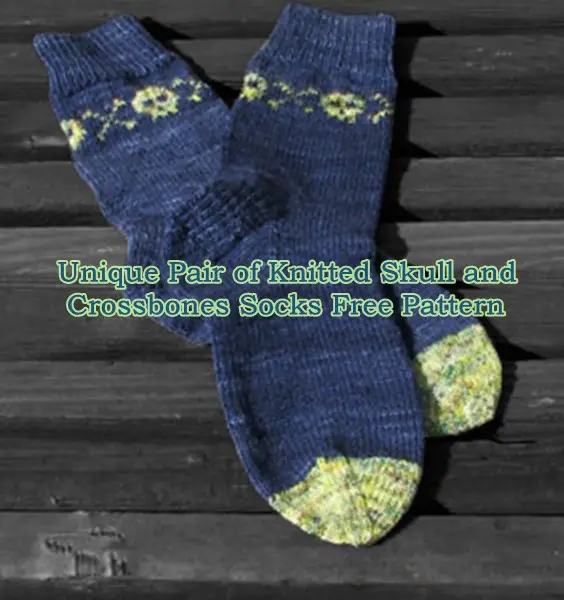 Unique Pair of Knitted Skull and Crossbones Socks Free Pattern