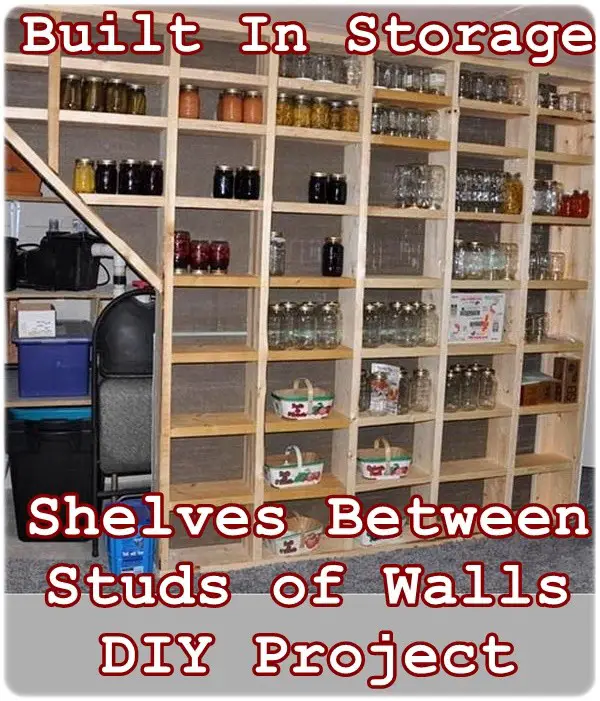Built In Storage Shelves Between Studs of Walls DIY Project - Homesteading - Food Storage