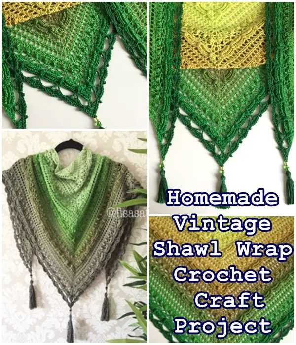 Homemade Vintage Shawl Wrap Crochet Craft Project