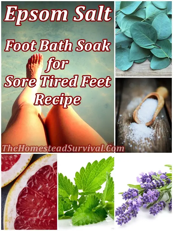 Epsom Salt Foot Bath Soak for Sore Tired Feet Recipe - Homesteading - Natural Beauty - Feet