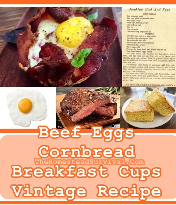 Beef Eggs Cornbread Breakfast Cups Vintage Recipe - The Homestead Survival