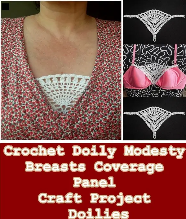Crochet Doily Plunging Neckline Breast Bra Modesty Cover Craft Project - Doilies