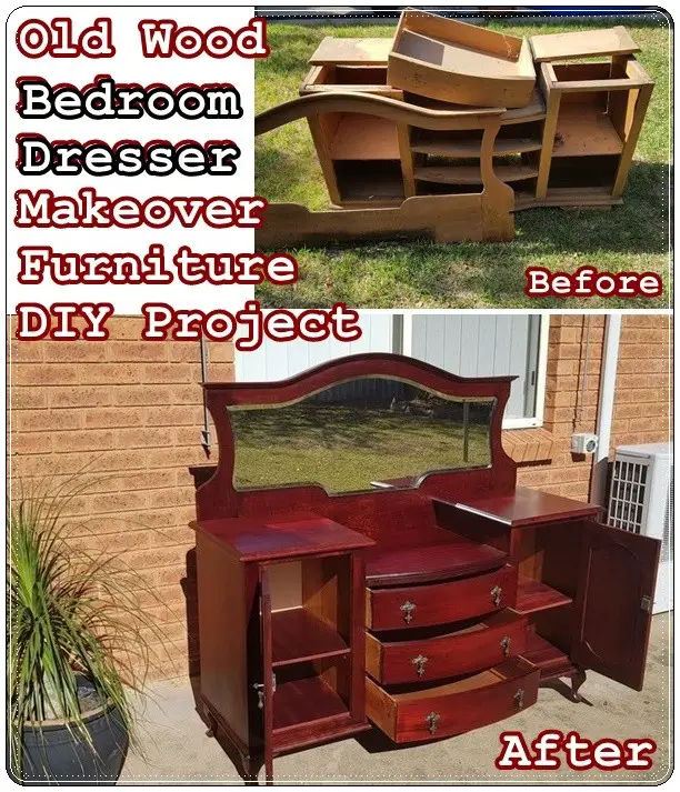 Old Wood Bedroom Dresser Makeover Furniture DIY Project - Antique Vintage Homesteading Woodworking Repair