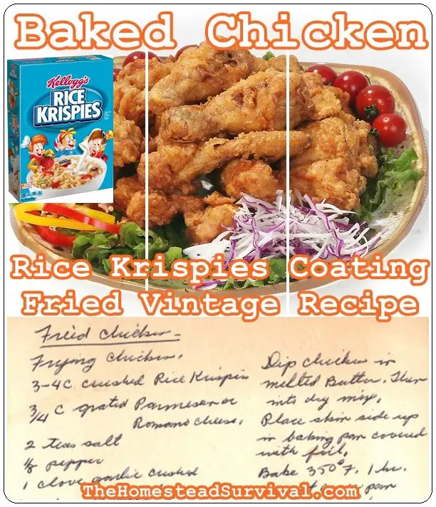 Baked Chicken with Rice Krispies Coating Fried Vintage Recipe - The Homestead Survival - Cooking - Baking 