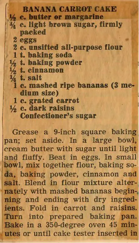 Banana Carrot Cake Homemade Old Fashioned Vintage Recipe - The Homestead Survival