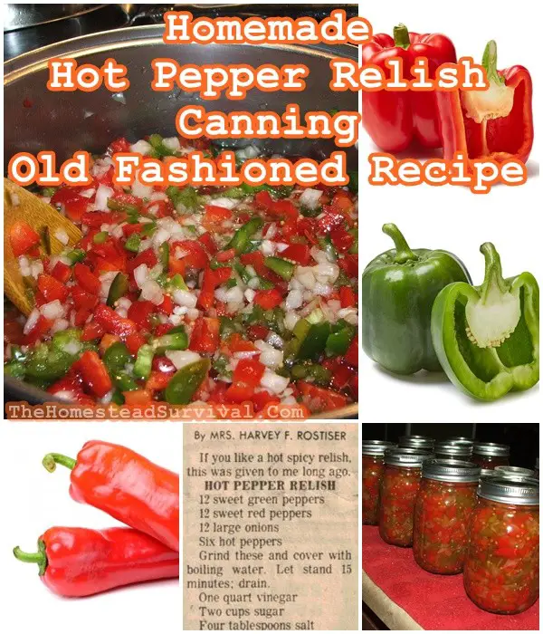 Homemade Hot Pepper Relish Canning Old Fashioned Recipe - The Homestead Survival - Food Storage