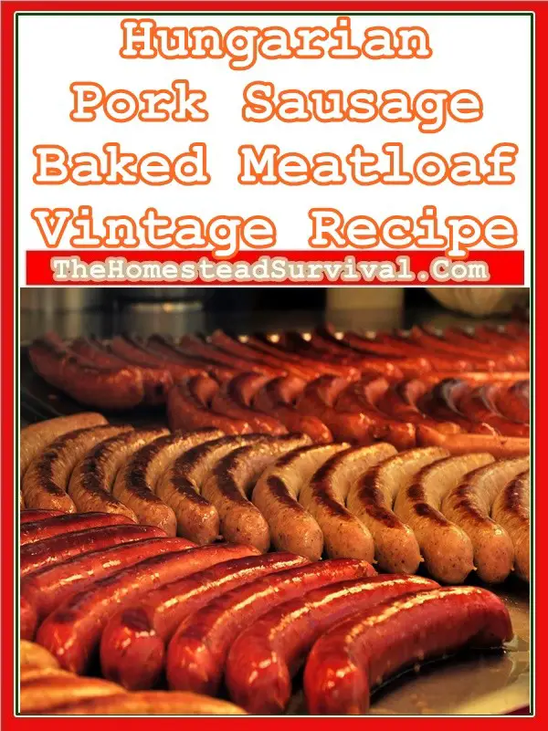Hungarian Pork Sausage Baked Meatloaf Vintage Recipe - The Homestead Survival - Old Fashioned Cooking