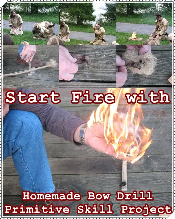 Start Fire with Homemade Bow Drill Primitive Skill Project - Homesteading - Camping