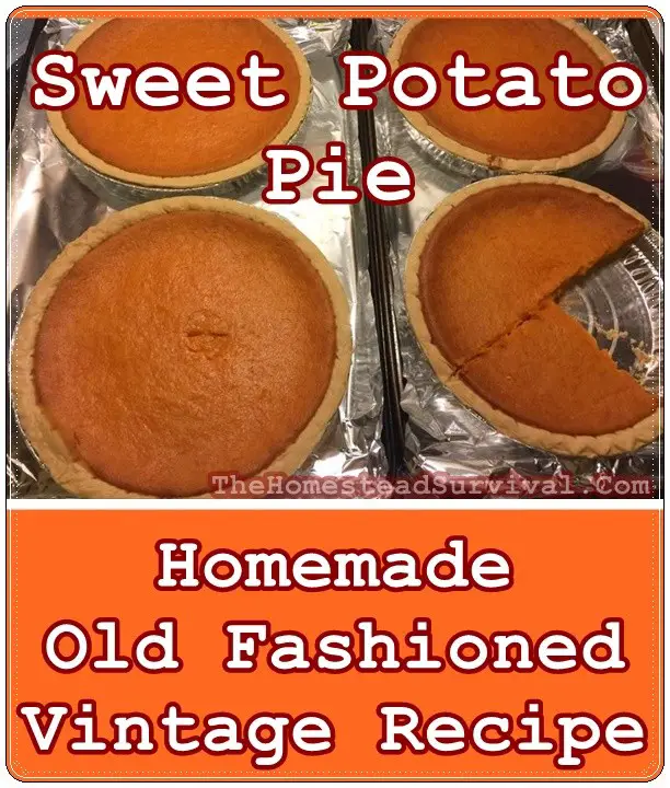 Sweet Potato Pie Homemade Old Fashioned Vintage Recipe - The Homestead Survival - Old Fashioned Baking