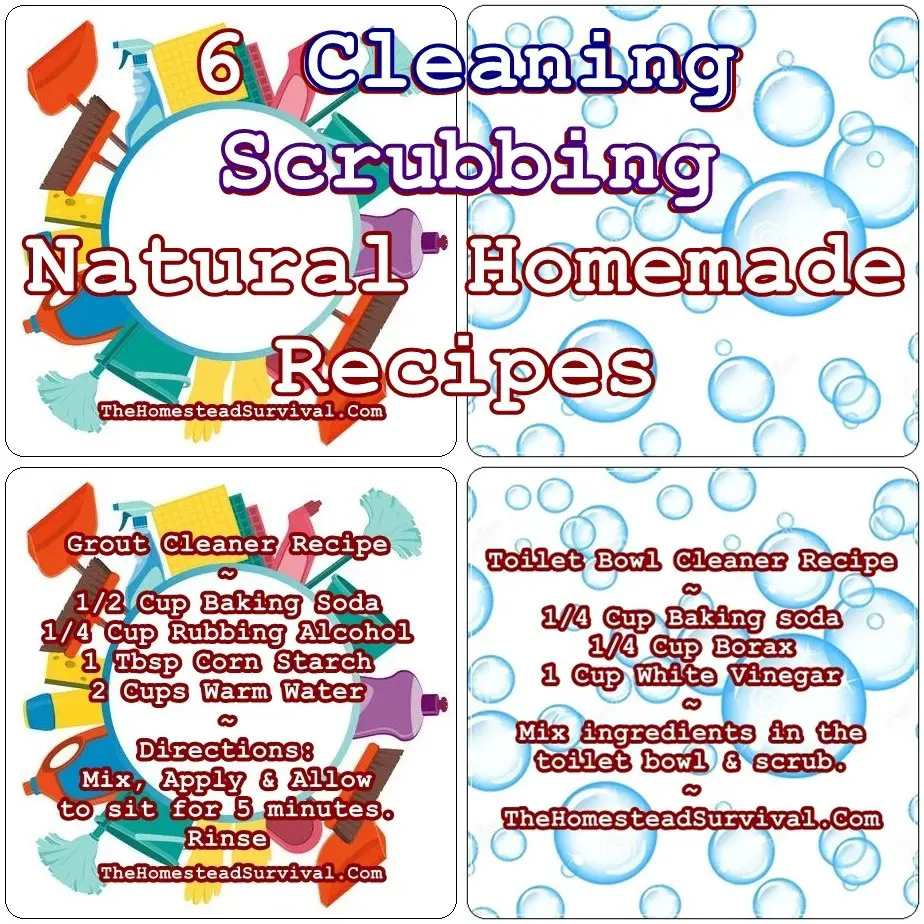 Cleaning Scrubbing Natural Homemade Recipes - The Homestead Survival - Frugal House Cleaning 