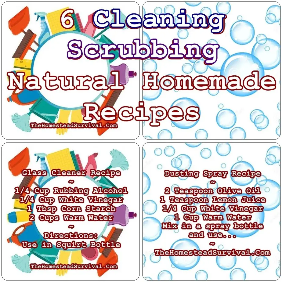 Cleaning Scrubbing Natural Homemade Recipes - The Homestead Survival - Frugal House Cleaning 