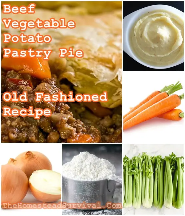 Beef Vegetable Potato Pastry Pie Old Fashioned Recipe - The Homestead Survival - Frugal Casserole 