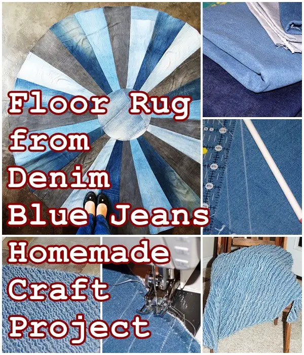 Floor Rug from Denim Blue Jeans Homemade Craft Project - Sewing Frugal Rugs 