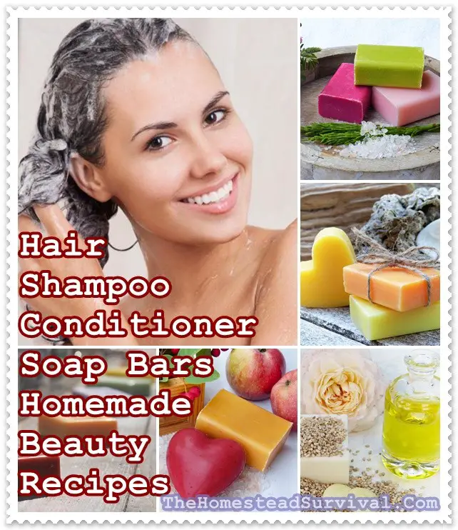 Hair Shampoo Conditioner Soap Bars Homemade Beauty Recipes - The Homestead Survival - Natural Beauty 