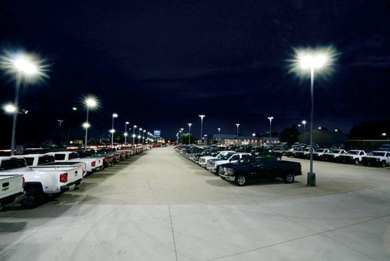 LED floodlights in parking areas