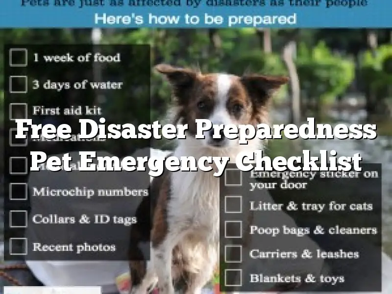 Free Disaster Preparedness Pet Emergency Checklist