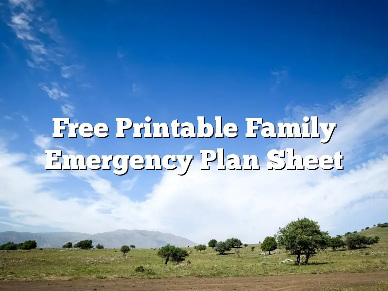 Free Printable Family Emergency Plan Sheet