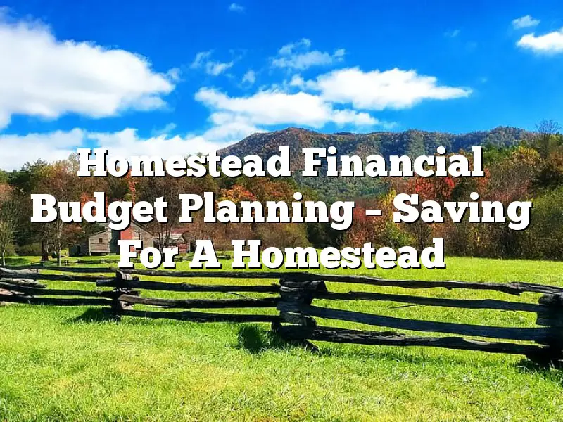 Homestead Financial Budget Planning – Saving For A Homestead